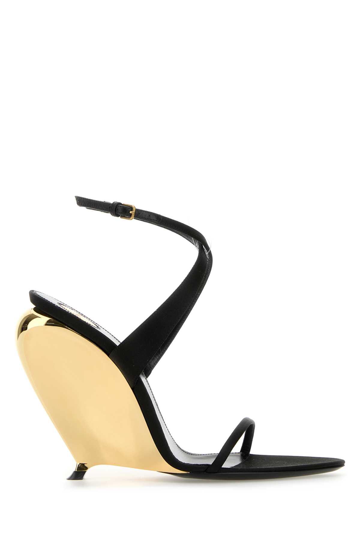 saint laurent black crepe tallulah wedges