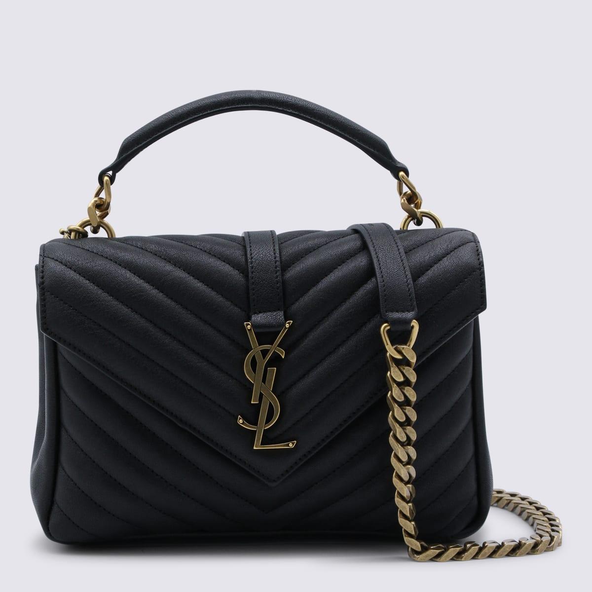 saint laurent black lamb leather ysl bo mng college m crossbody bag