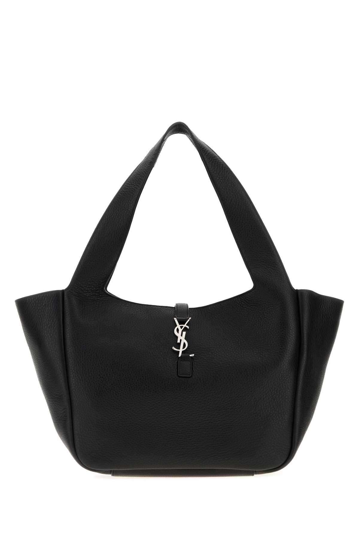 saint laurent black leather bea shopping bag