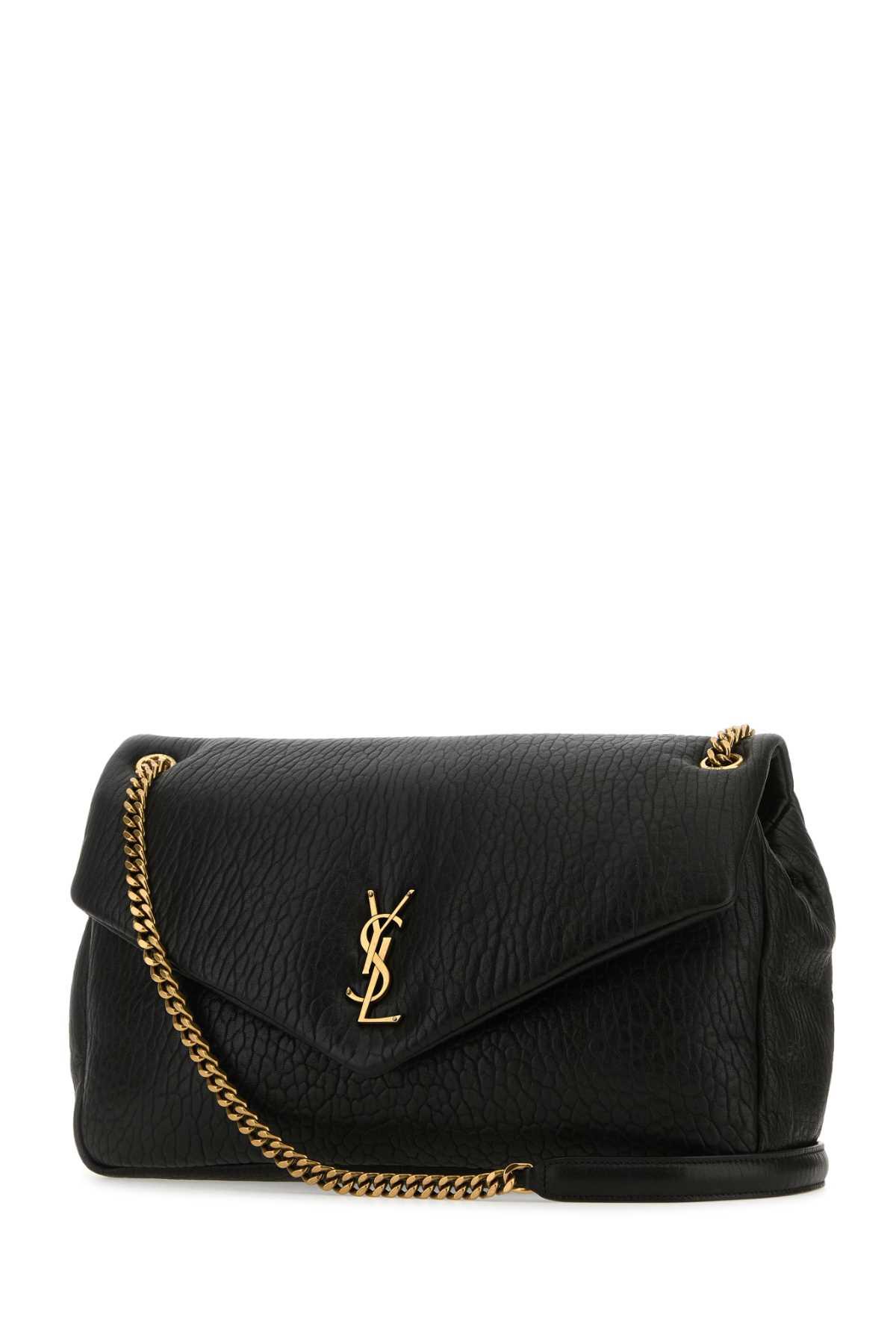 saint laurent black leather big calypso shoulder bag