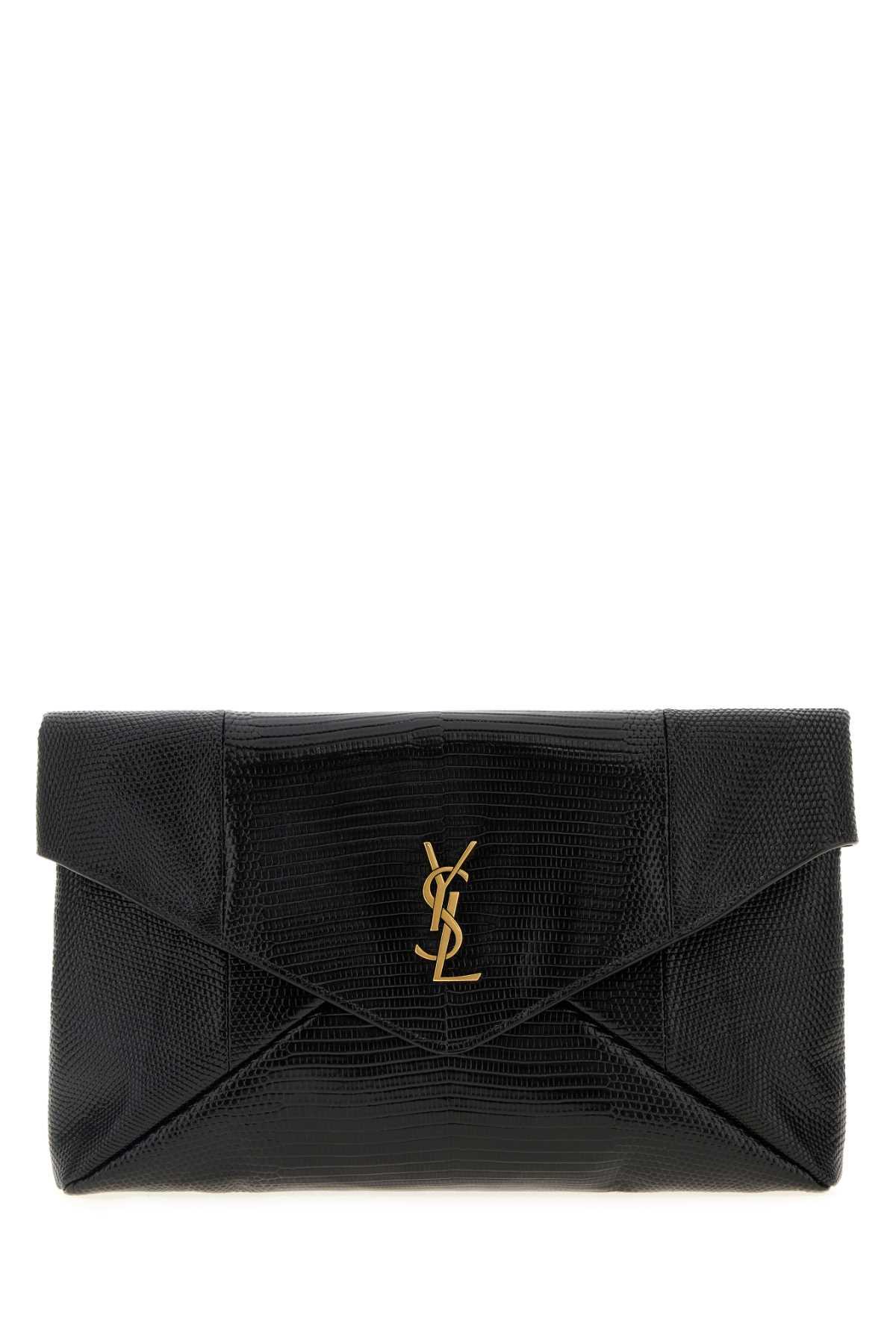 saint laurent black leather clutch