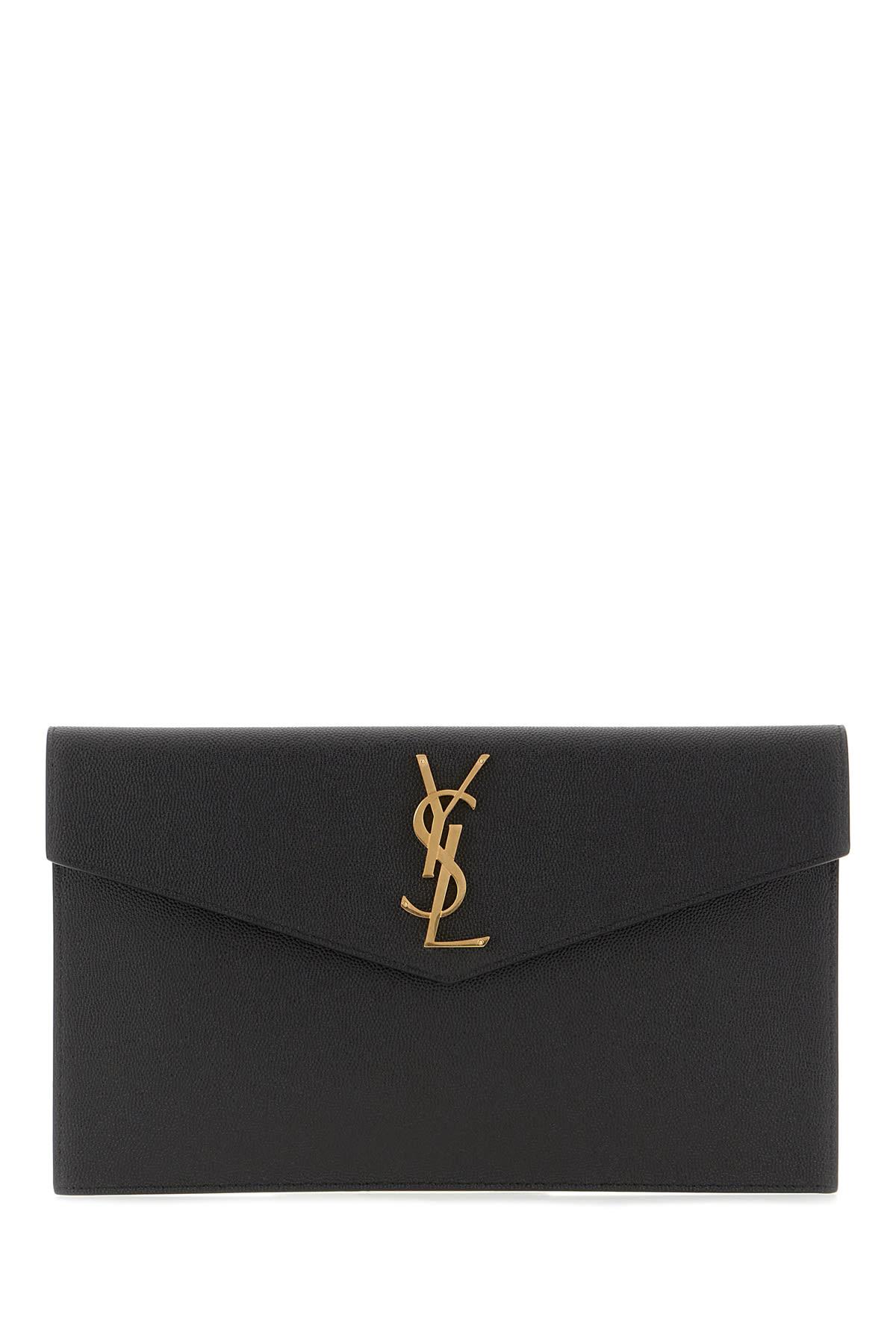 saint laurent black leather clutch