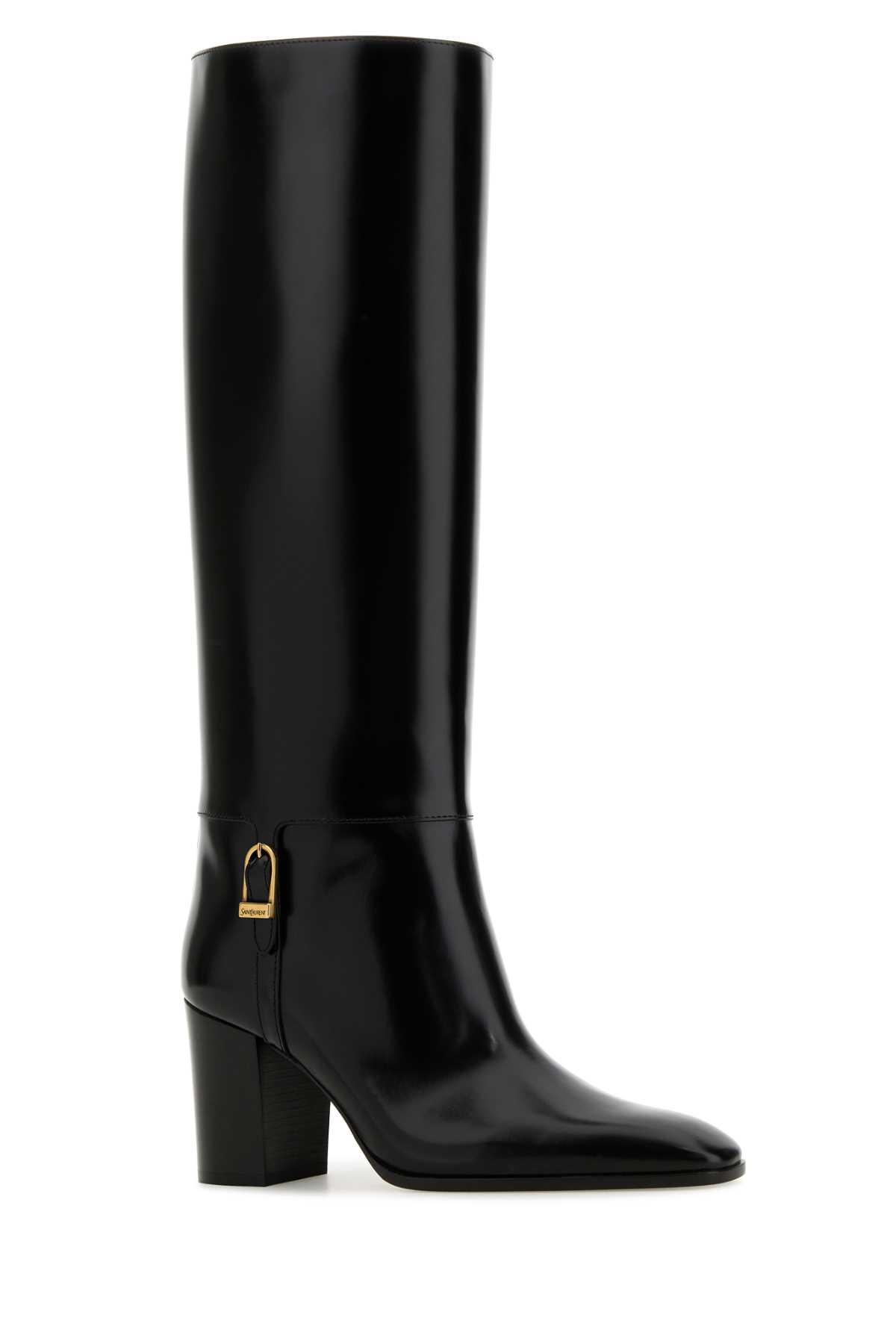 saint laurent black leather julia 70 boots
