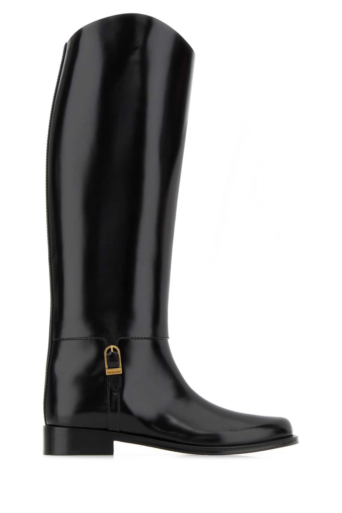 saint laurent black leather julia boots