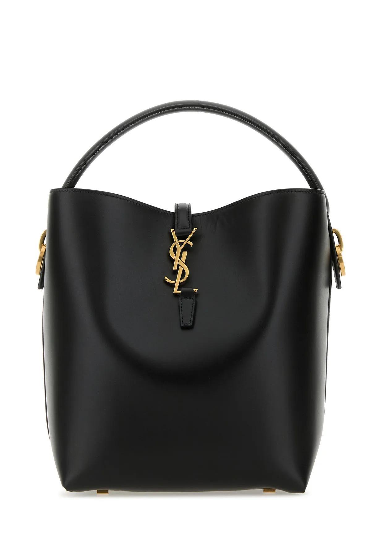 saint laurent black leather le 37 bucket bag