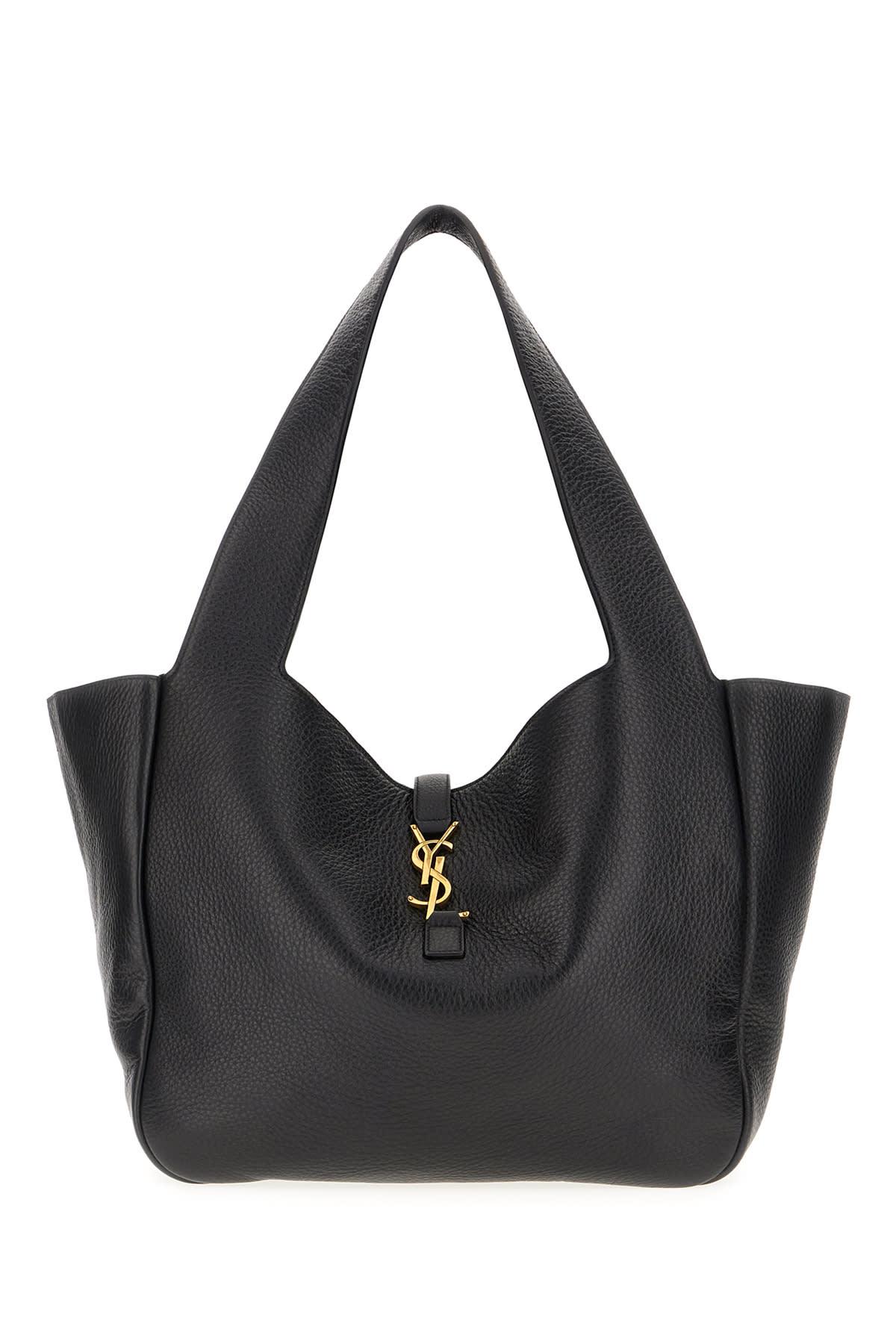 saint laurent black leather le 5 ã 7 bea shopping bag