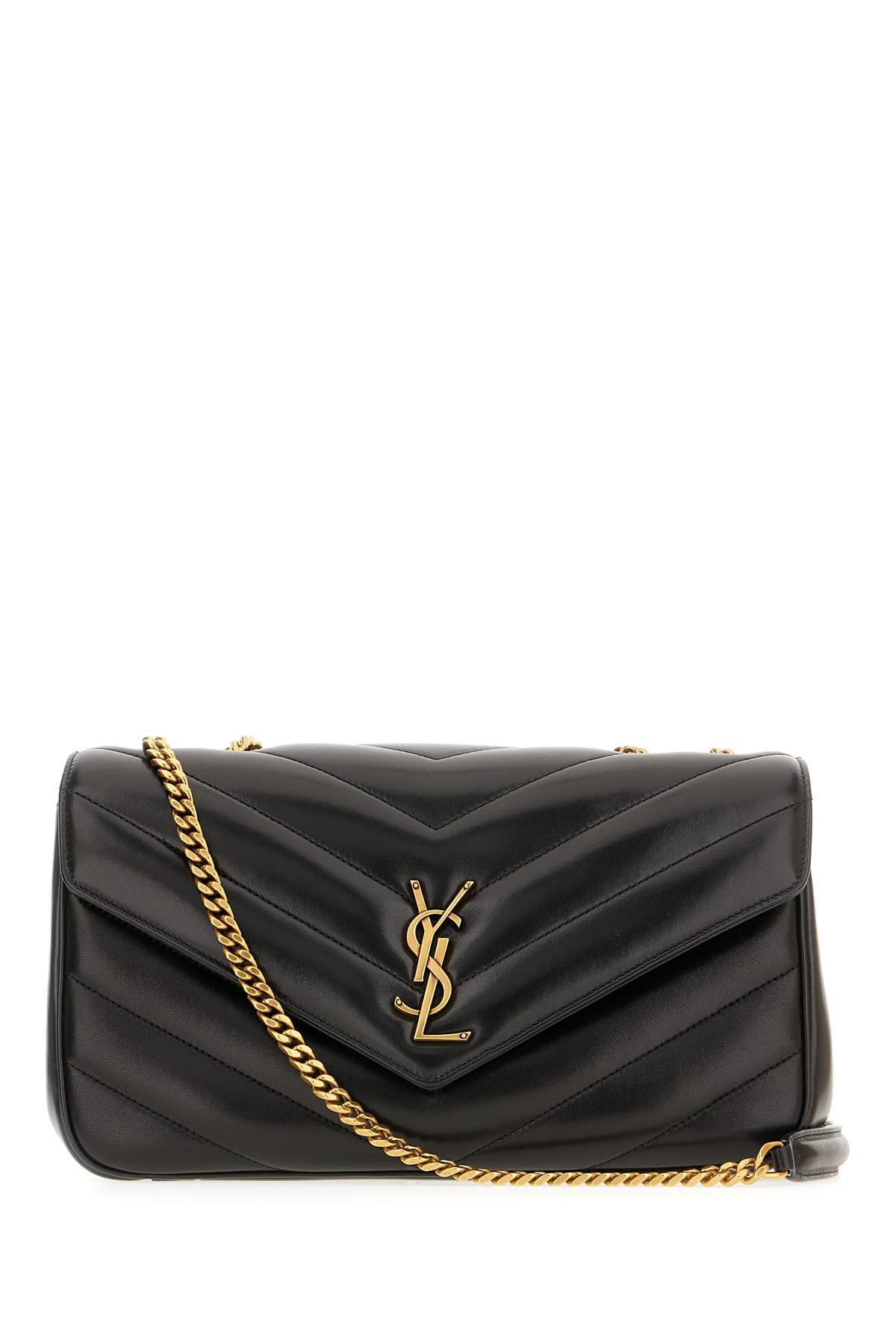 saint laurent black leather medium loulou shoulder bag