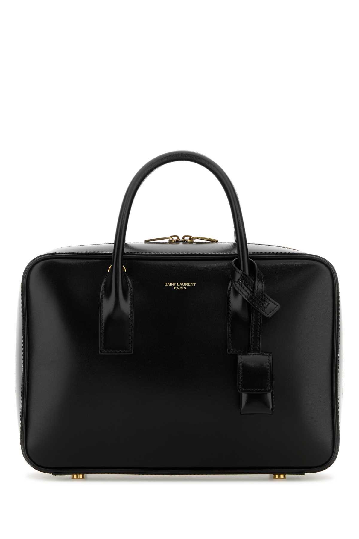 saint laurent black leather sac de jour handbag