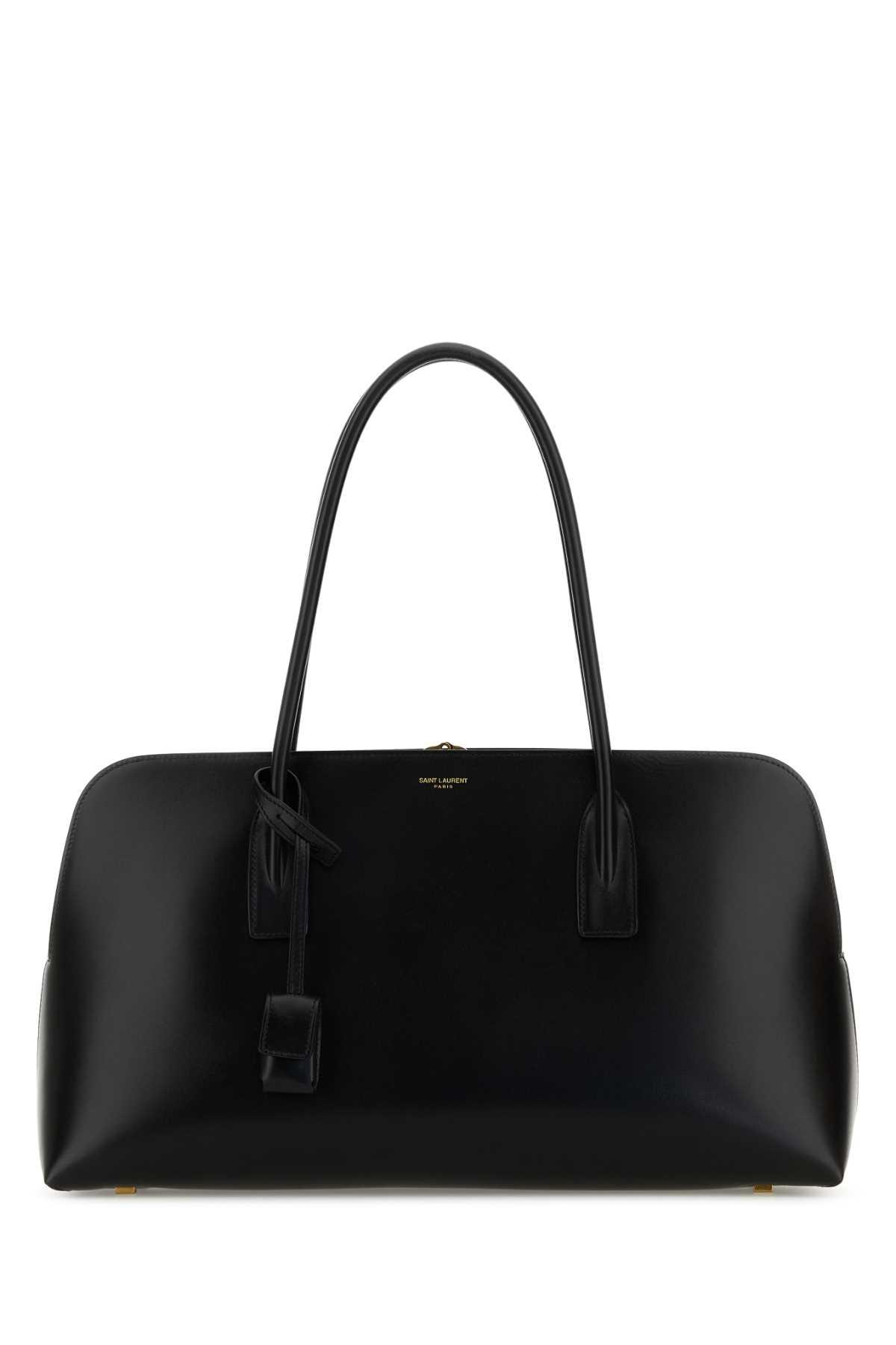 saint laurent black leather shopping bag