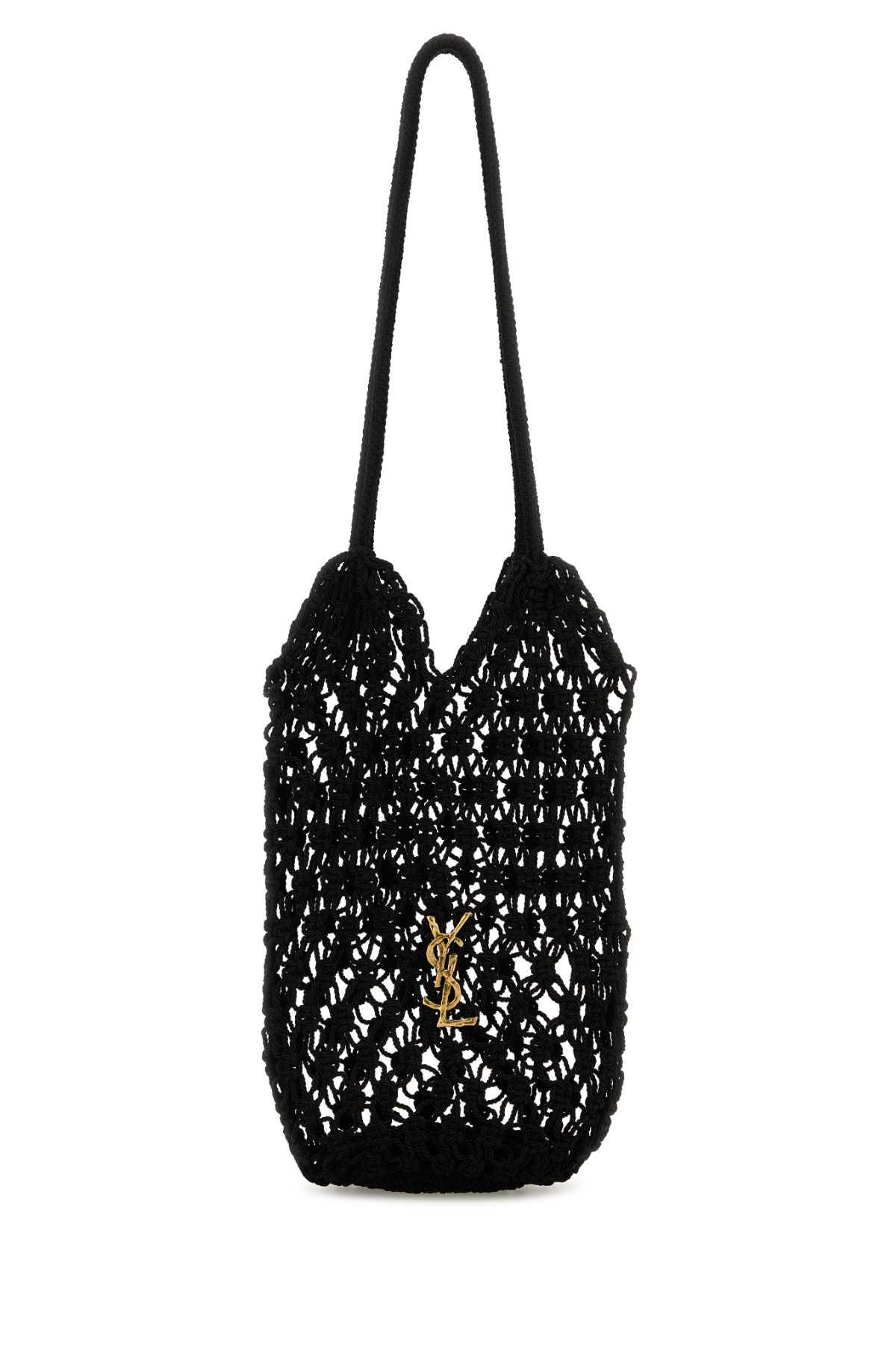 saint laurent black mesh large cassandre bucket bag