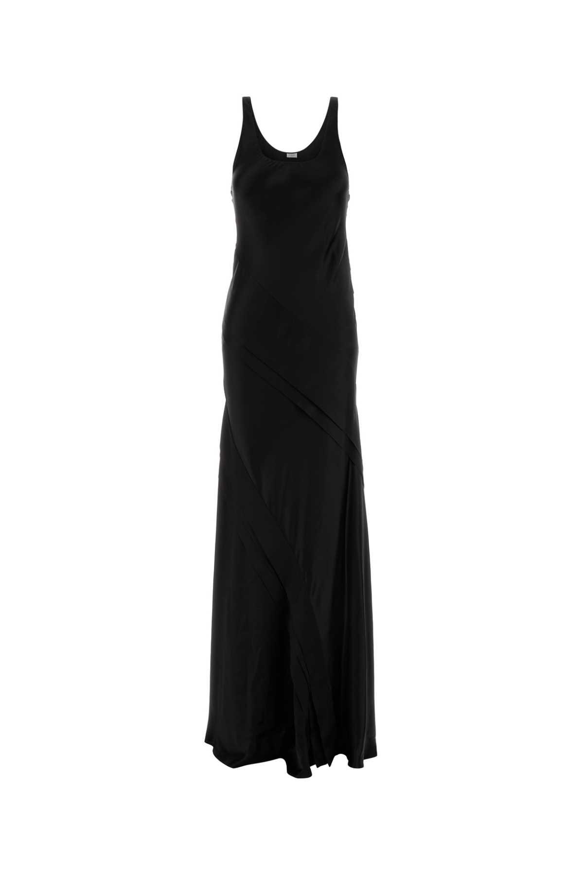 saint laurent black satin long dress