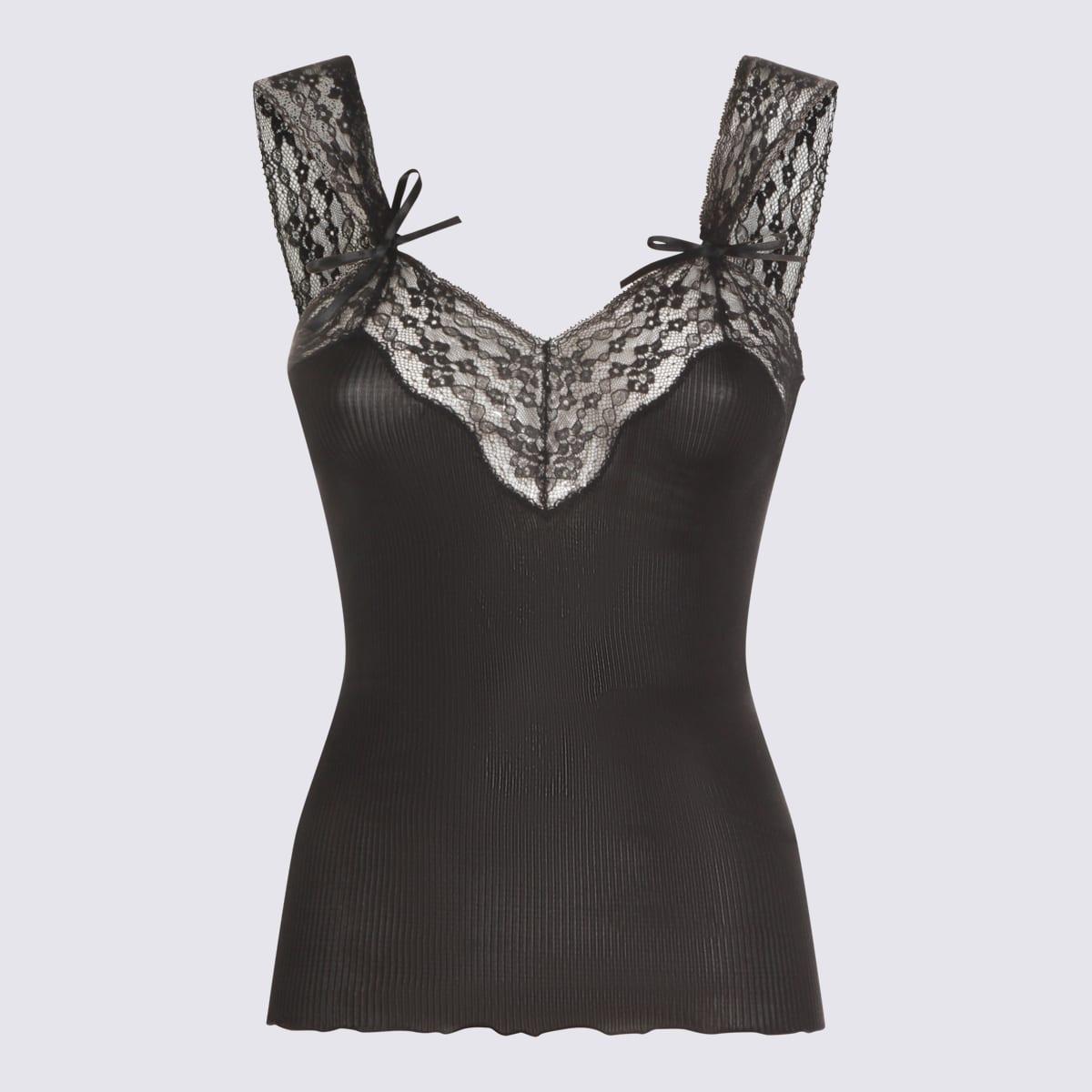 saint laurent black silk top