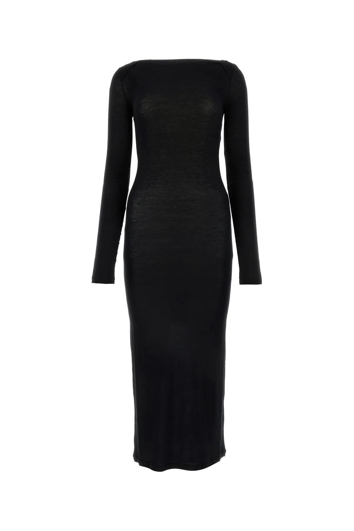 saint laurent black viscose blend dress