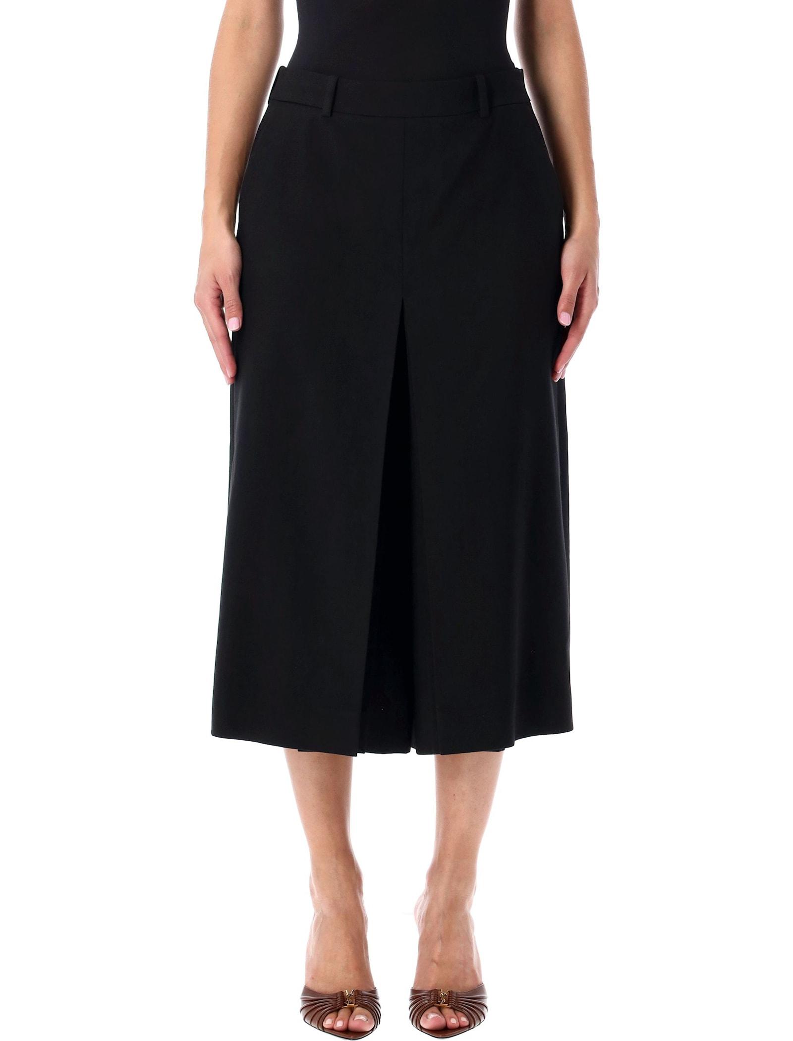 saint laurent black wool midi length culottes