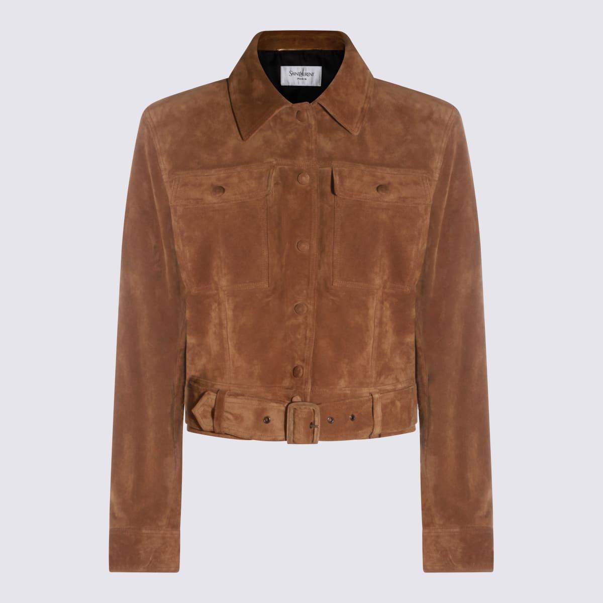 saint laurent brown leather jacket