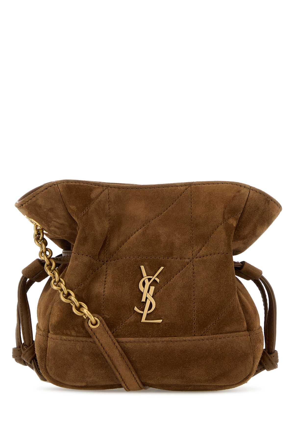 saint laurent brown suede mini jamie bucket bag
