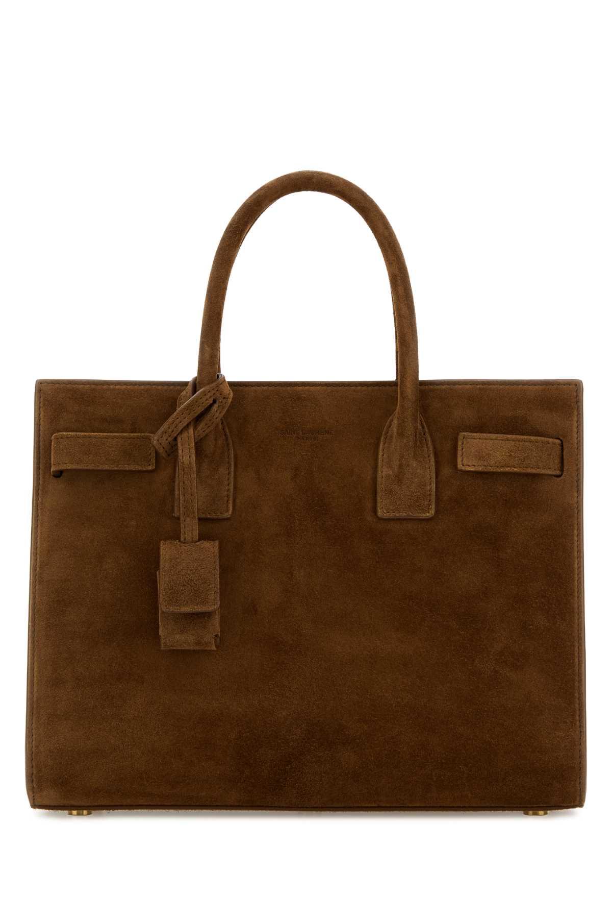 saint laurent brown suede sac de jour handbag