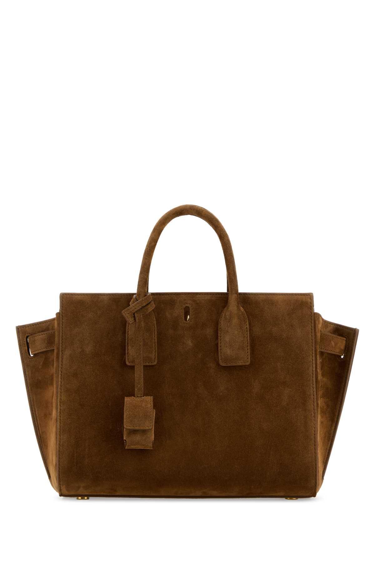 saint laurent brown suede sac de jour handbag