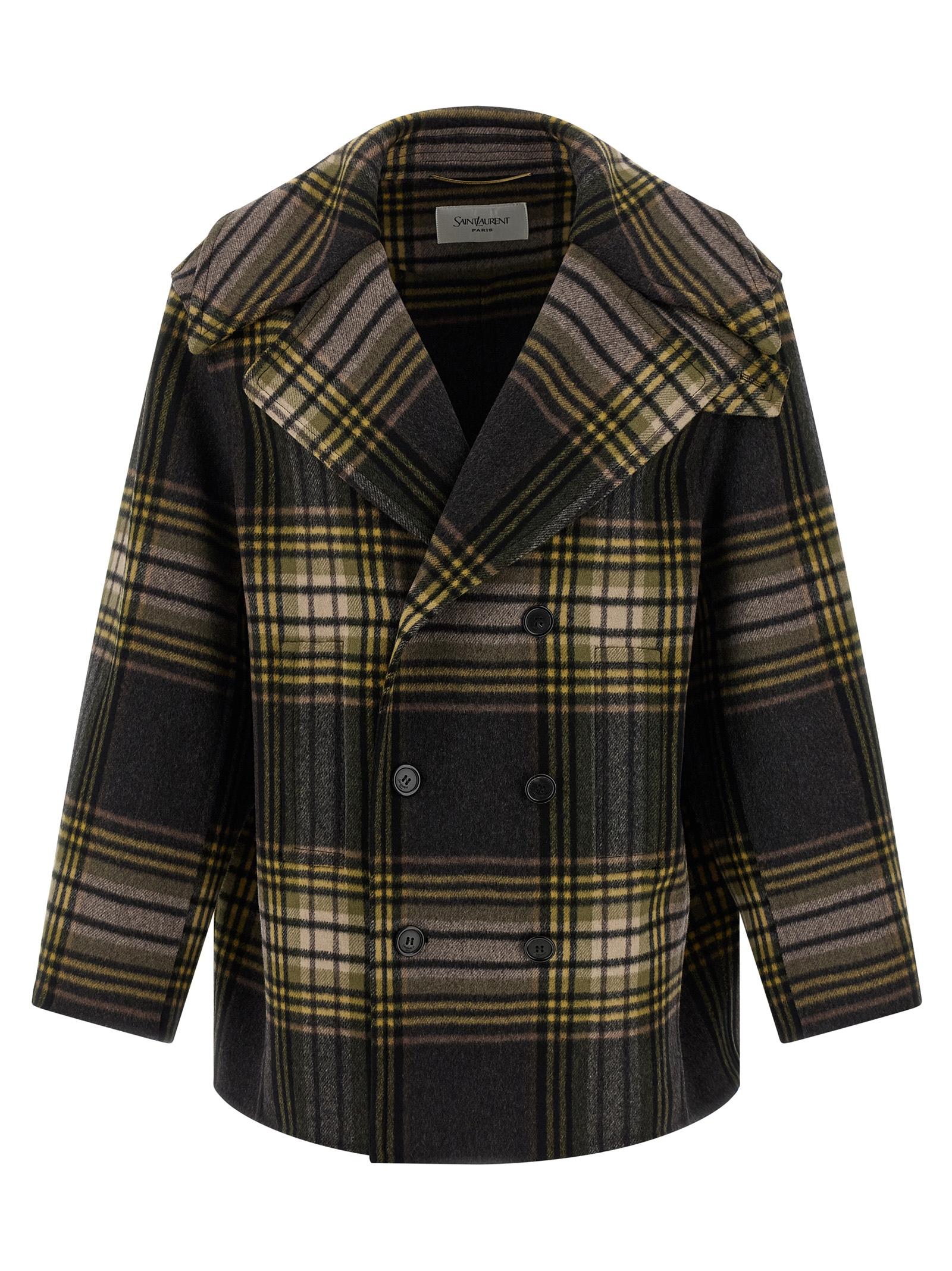 saint laurent caban coat multicolor wool coats, trench - women