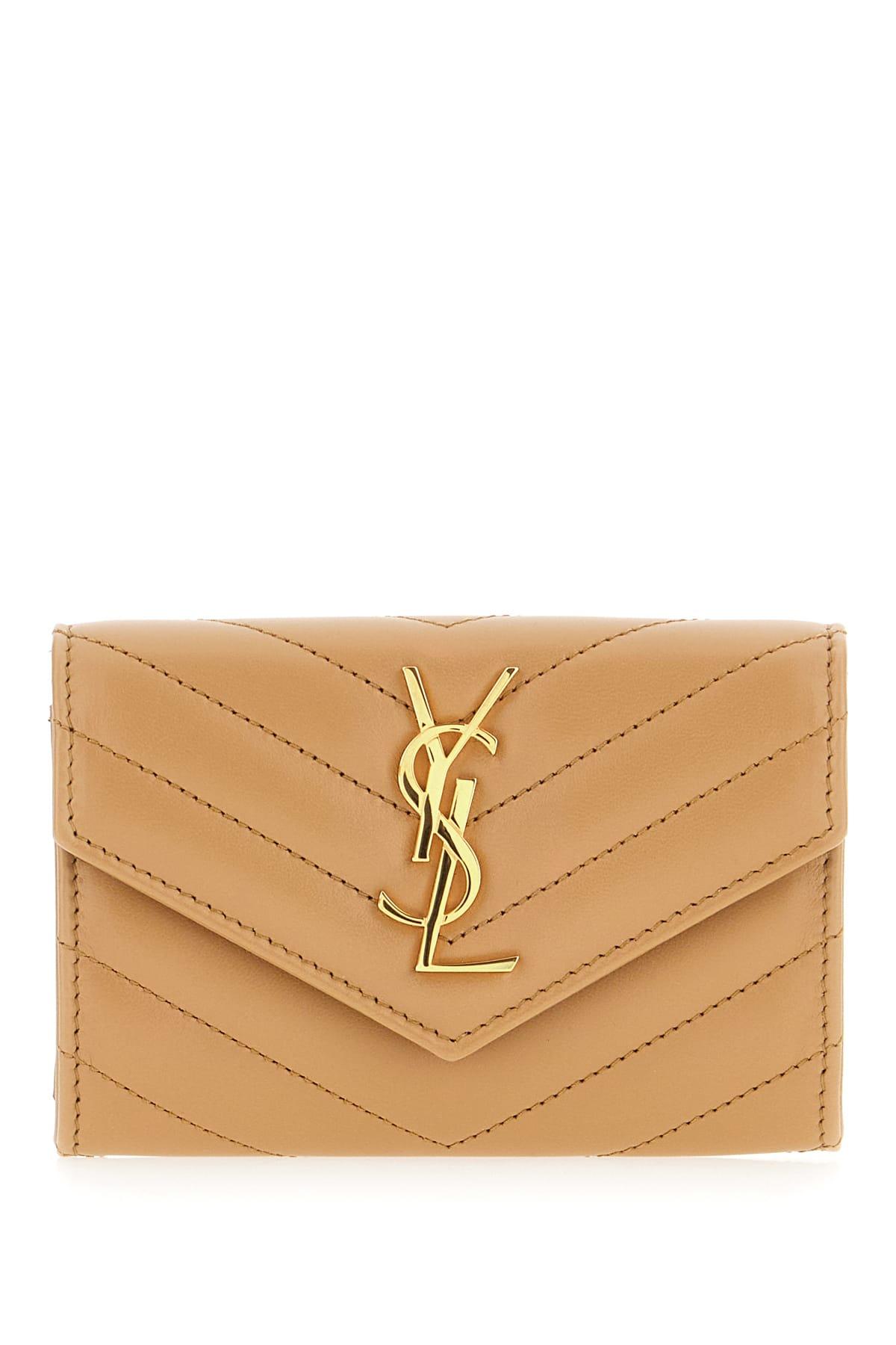 saint laurent cappuccino leather wallet
