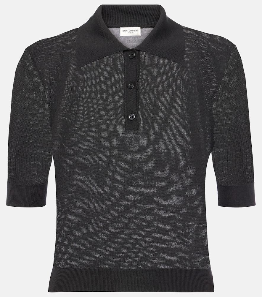 saint laurent cashmere, wool and silk polo shirt