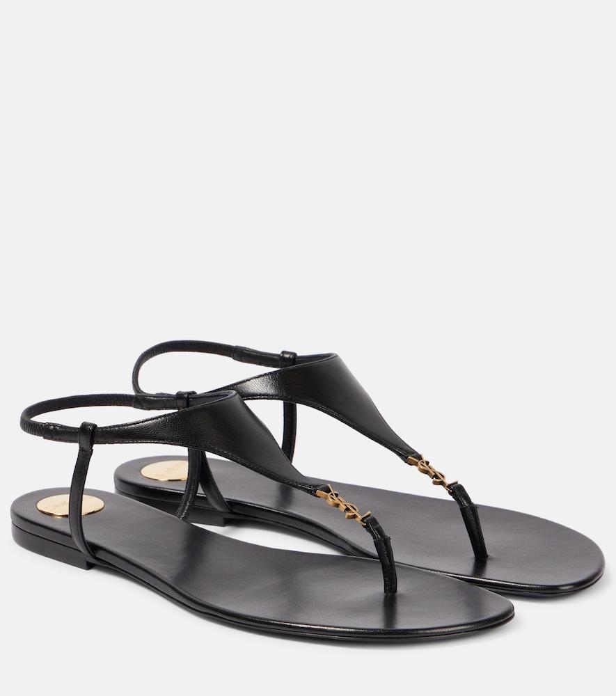 saint laurent cassandra leather thong sandals
