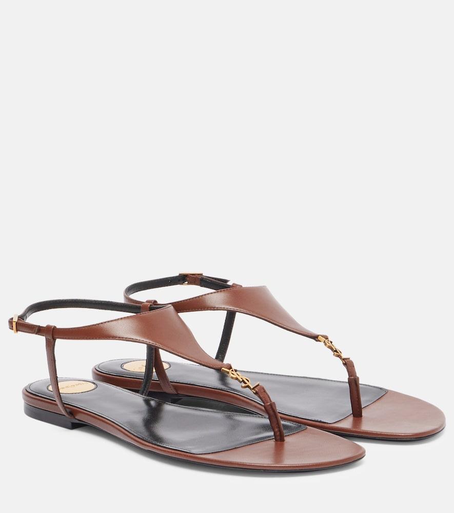 saint laurent cassandra leather thong sandals
