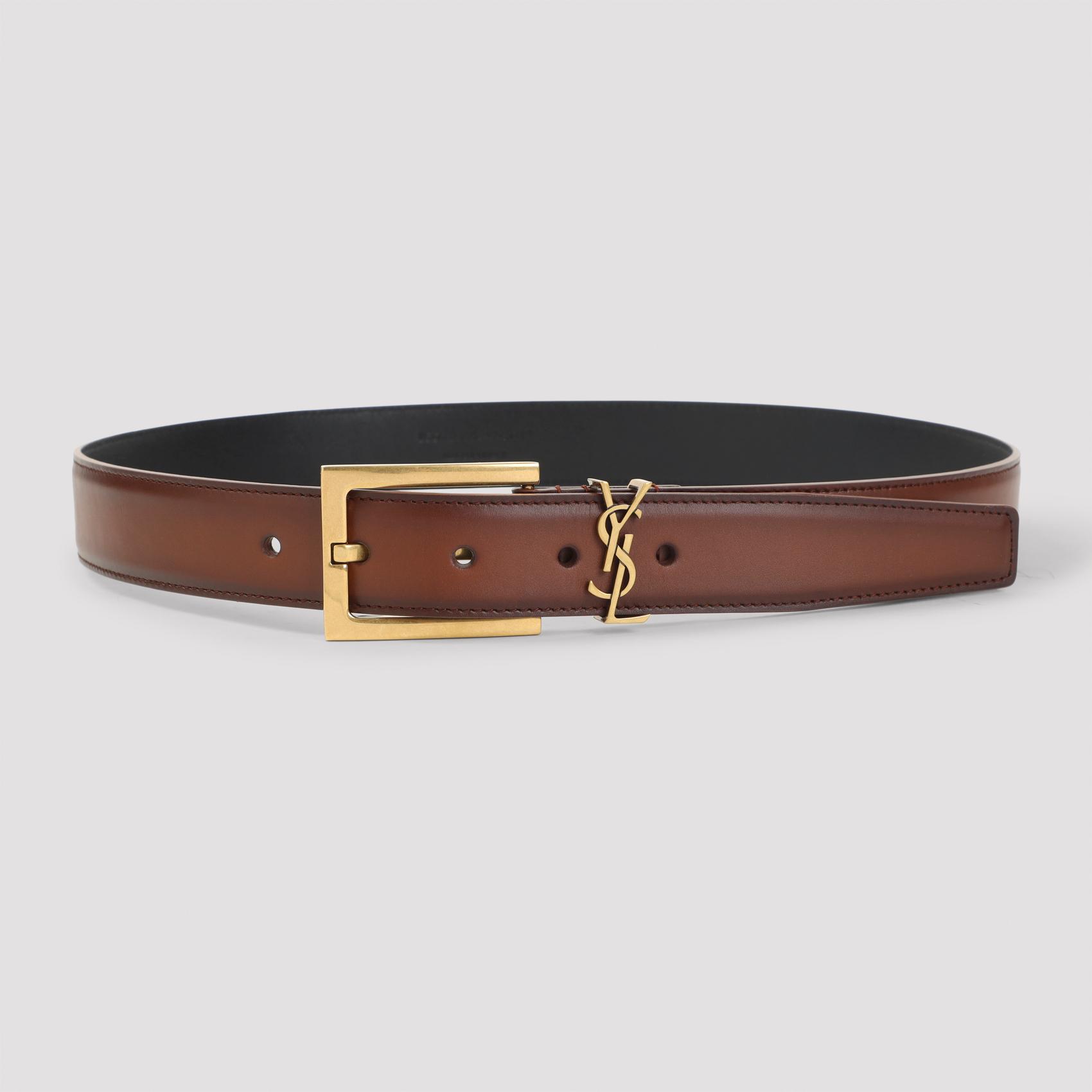 saint laurent cassandre belt brown calf leather - women