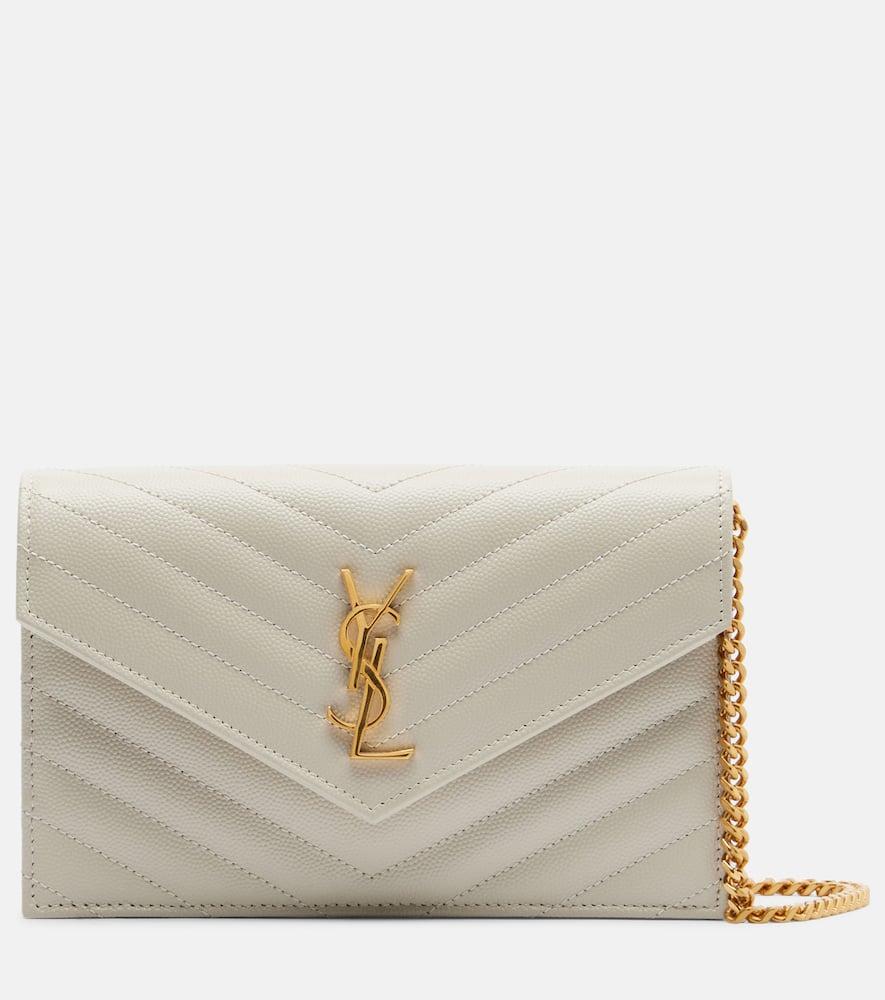 saint laurent cassandre envelope leather wallet on chain