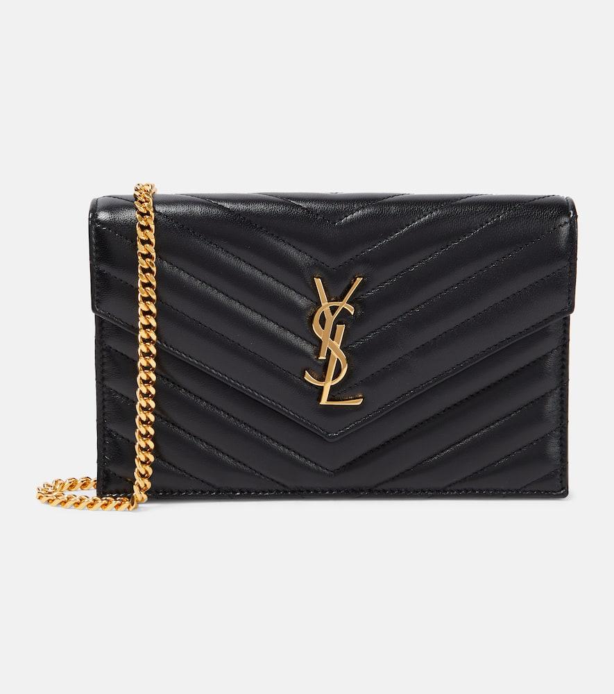 saint laurent cassandre envelope leather wallet on chain