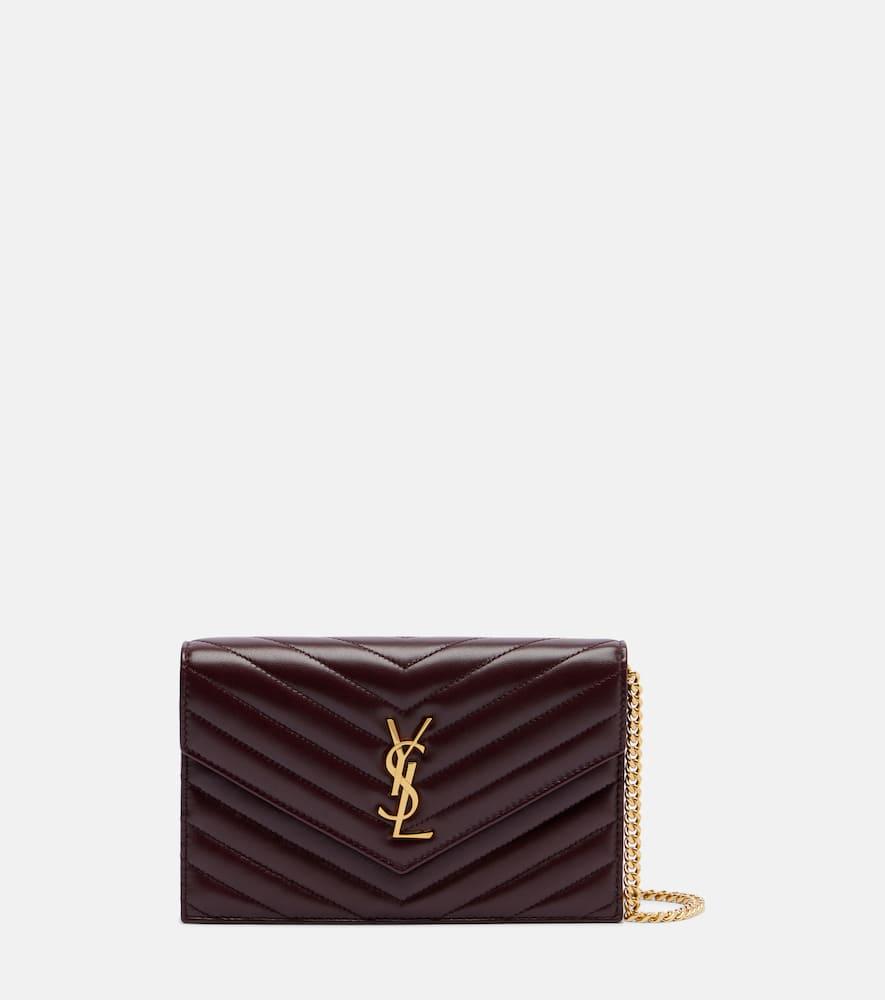 saint laurent cassandre envelope leather wallet on chain