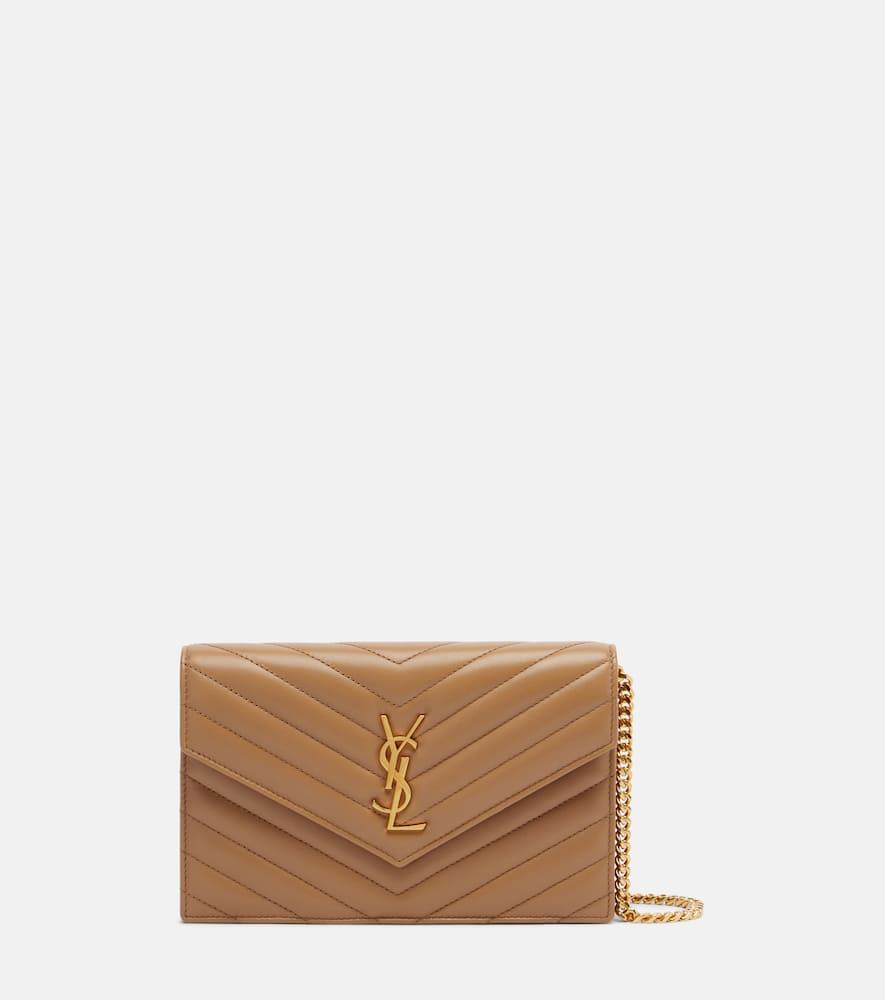 saint laurent cassandre envelope matelassé leather wallet on chain