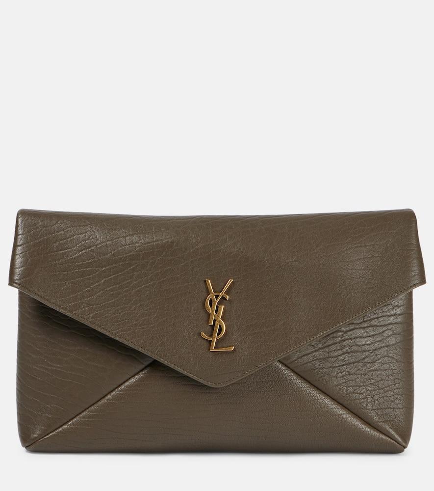 saint laurent cassandre large leather clutch