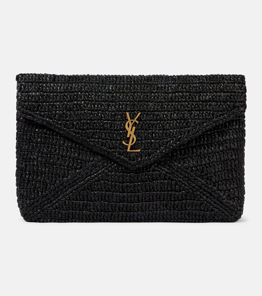saint laurent cassandre large raffia pouch