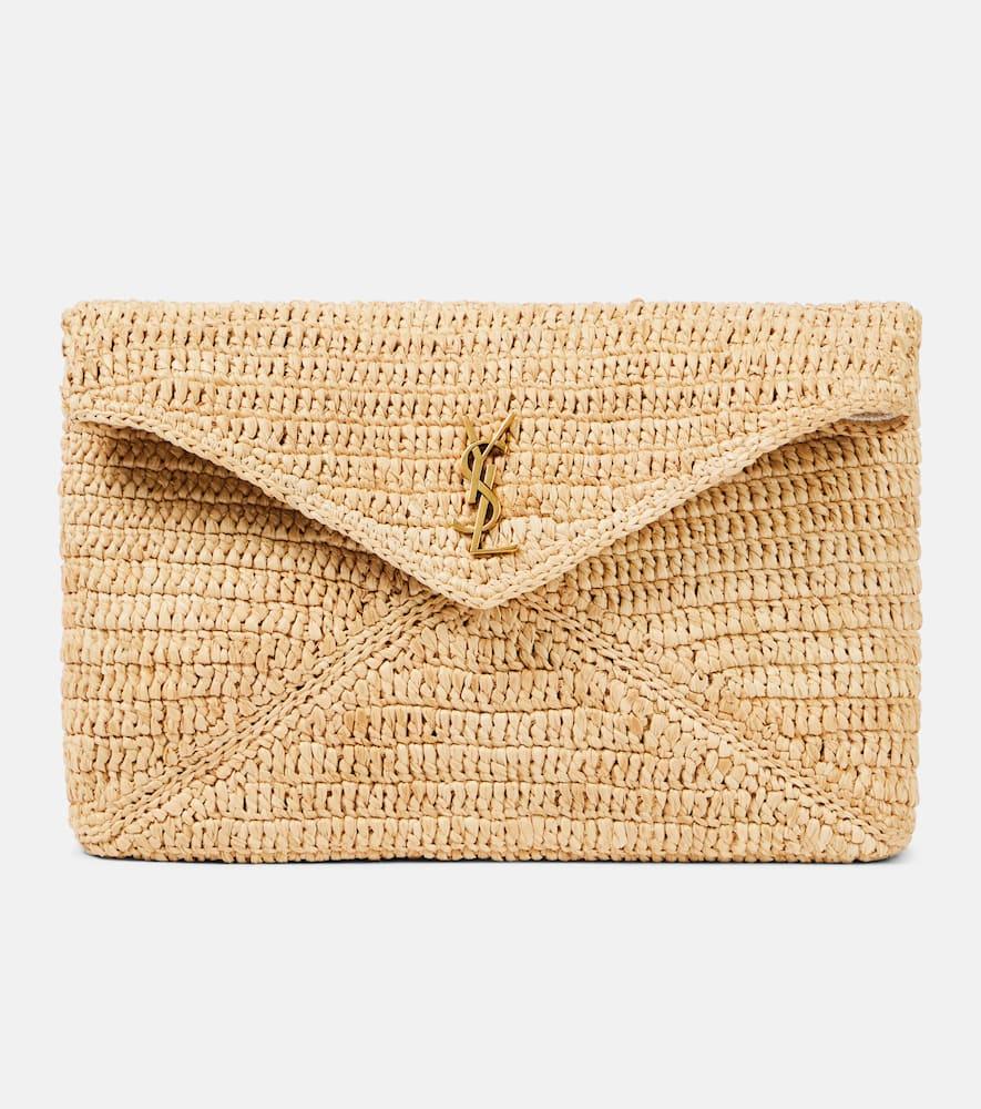 saint laurent cassandre large raffia pouch