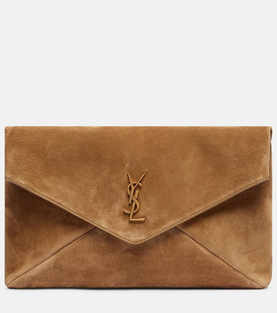 saint laurent cassandre large suede clutch
