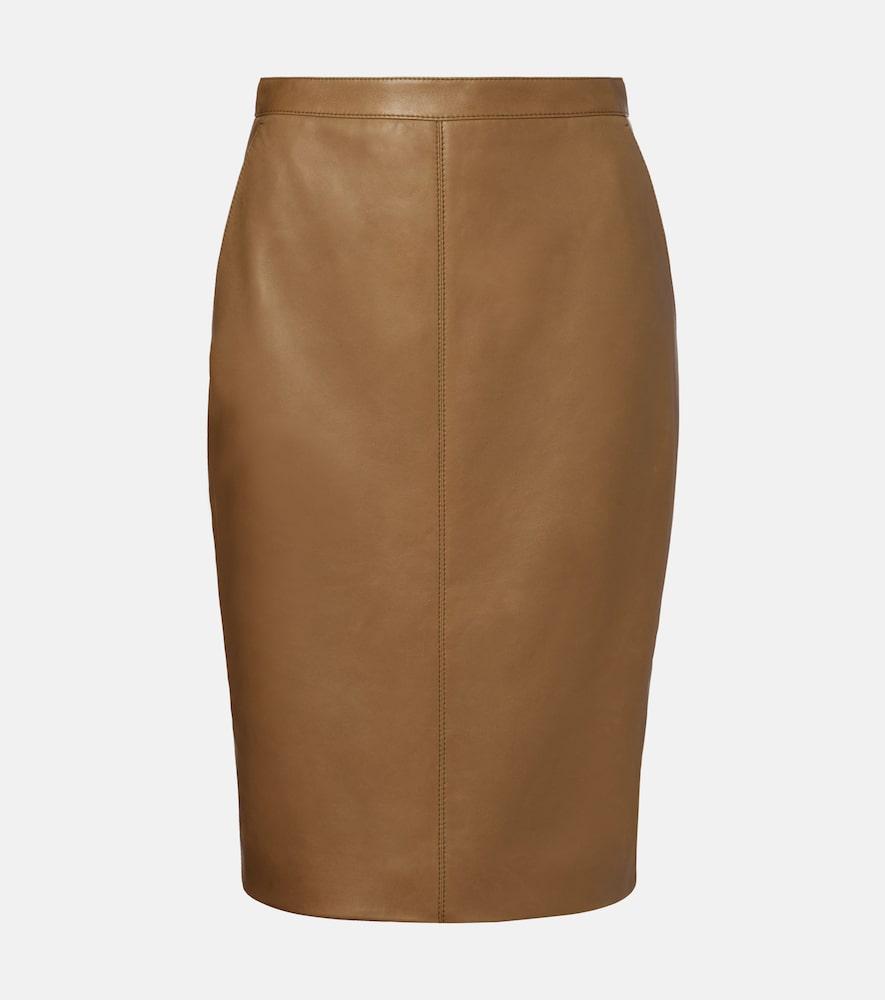 saint laurent cassandre leather pencil skirt