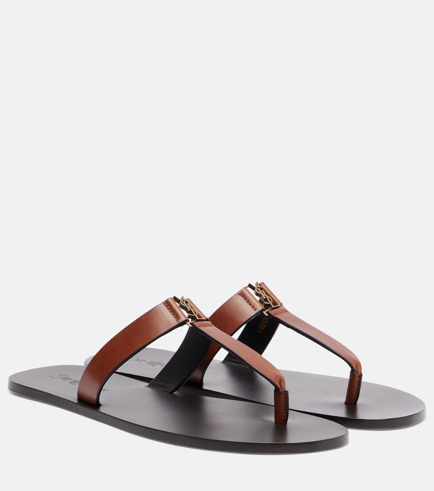 saint laurent cassandre leather thong sandals
