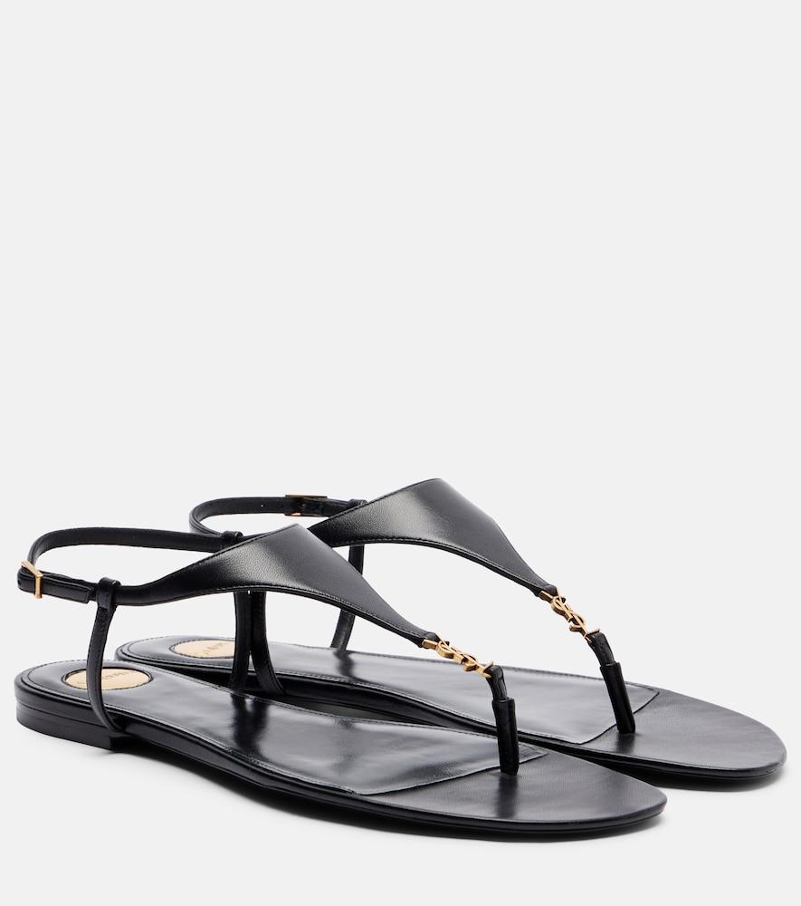 saint laurent cassandre leather thong sandals