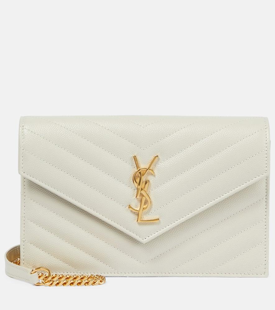 saint laurent cassandre matelassé envelope leather wallet on chain