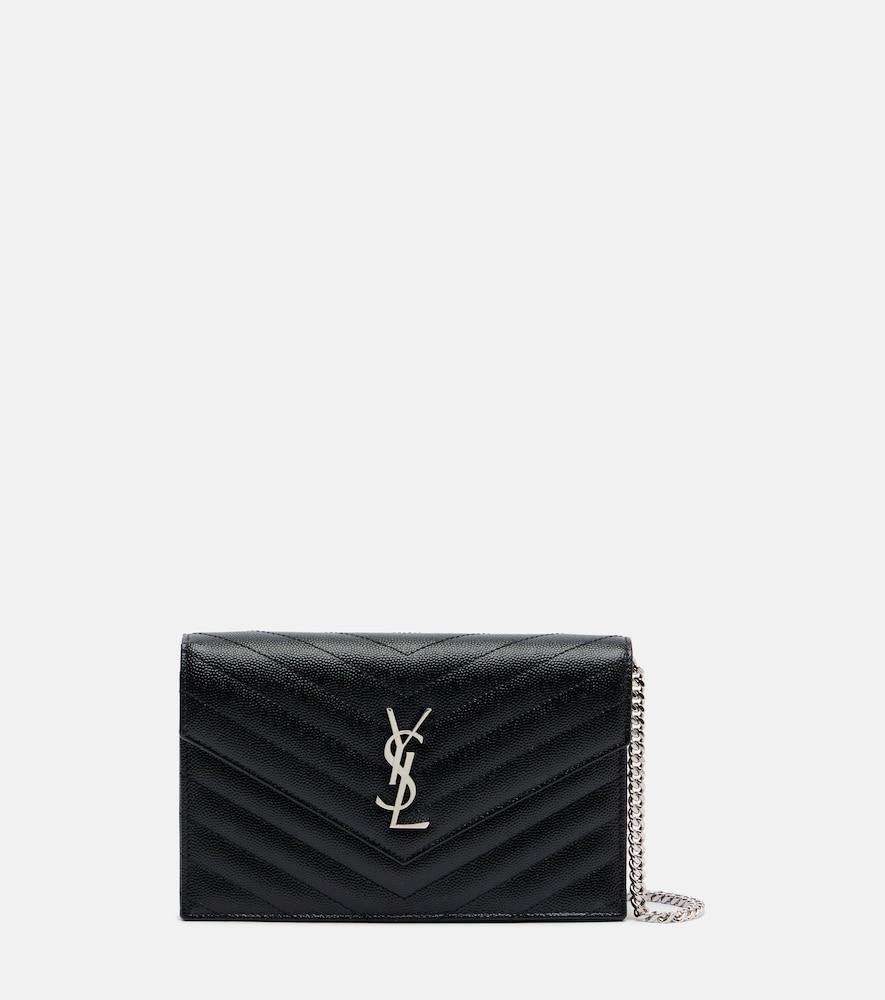 saint laurent cassandre matelassé envelope leather wallet on chain