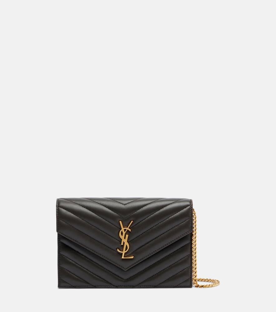 saint laurent cassandre matelassé envelope leather wallet on chain