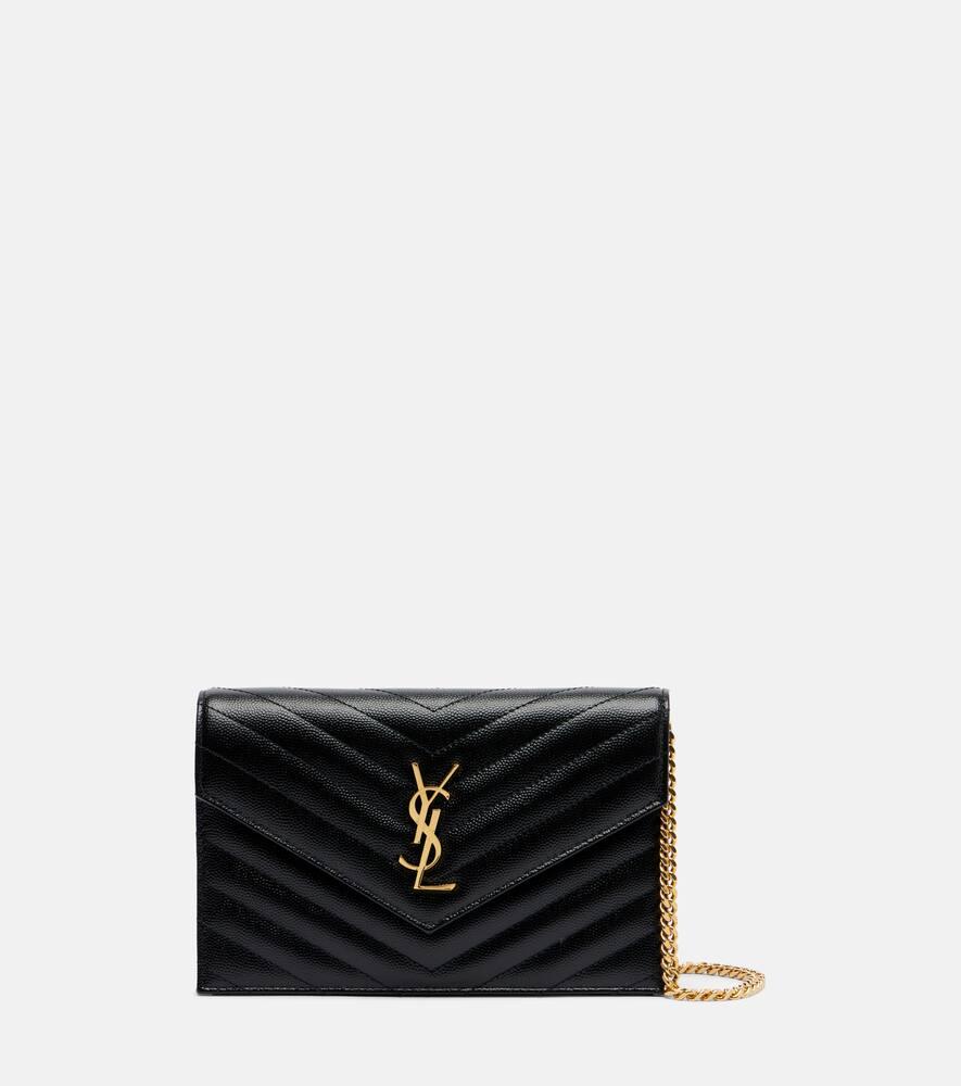 saint laurent cassandre matelassé envelope leather wallet on chain