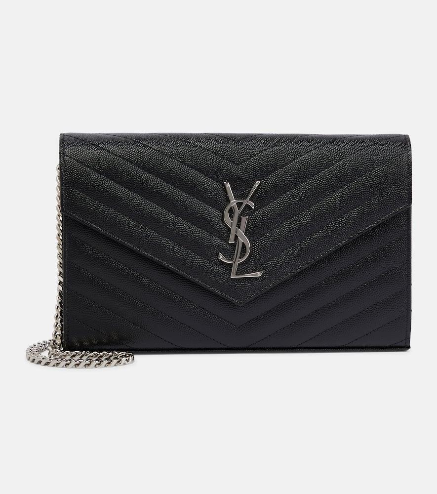 saint laurent cassandre matelassé leather wallet on chain