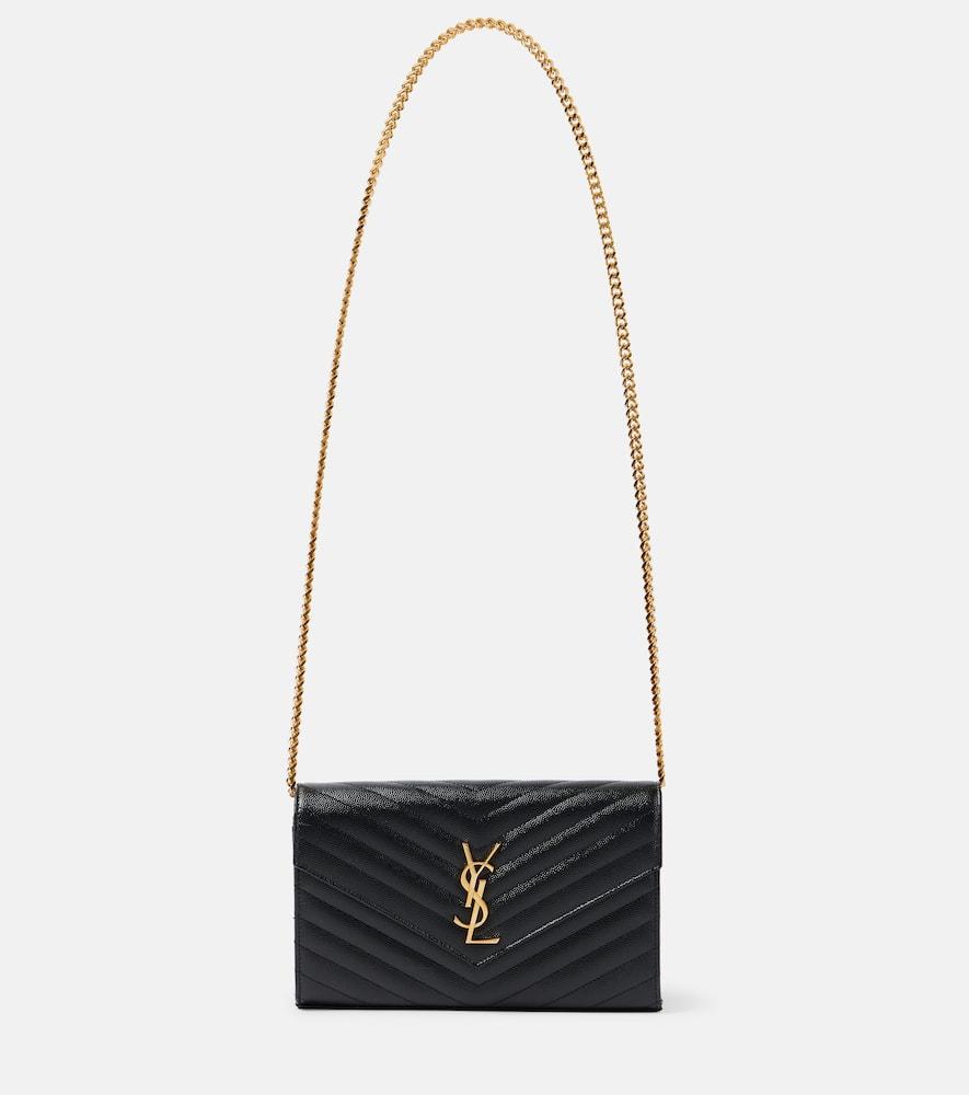 saint laurent cassandre matelassé leather wallet on chain