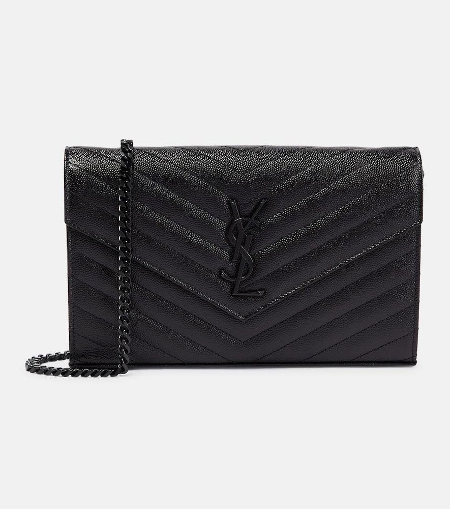 saint laurent cassandre matelassé leather wallet on chain