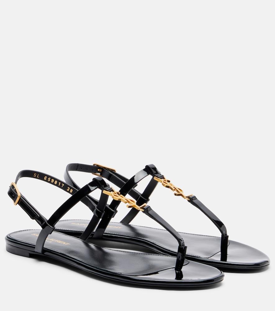 saint laurent cassandre patent leather thong sandals