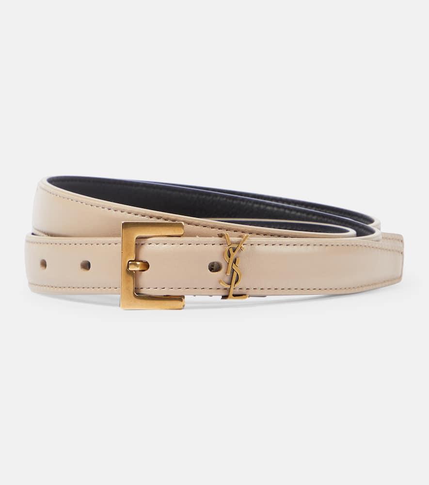 saint laurent cassandre slim leather belt