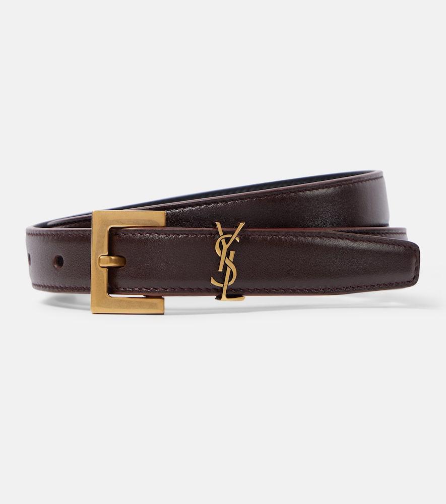 saint laurent cassandre slim leather belt