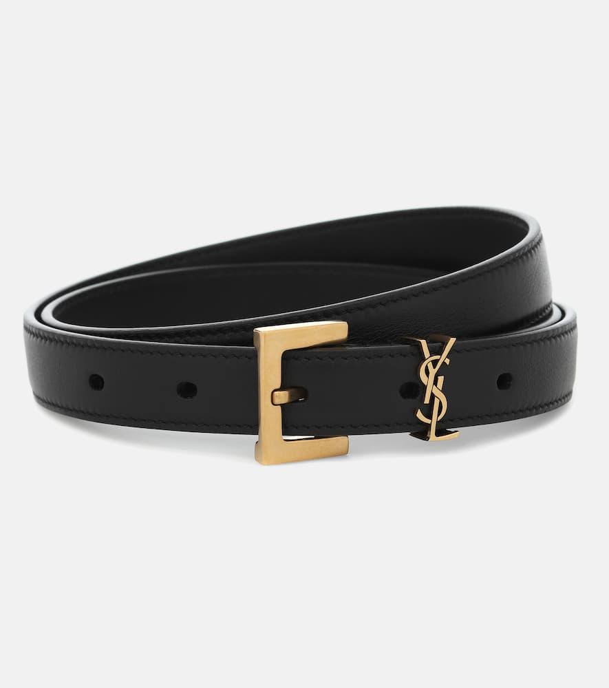 saint laurent cassandre slim leather belt